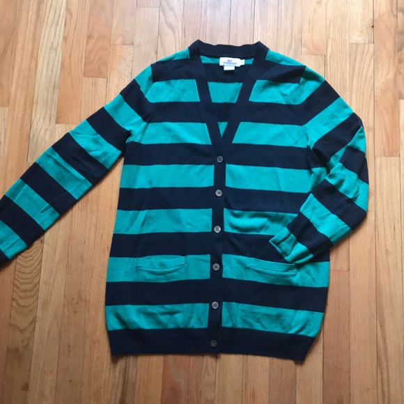 Vineyard Vines Sweaters - Vineyard Vines Long Cardigan Blue/Green Striped